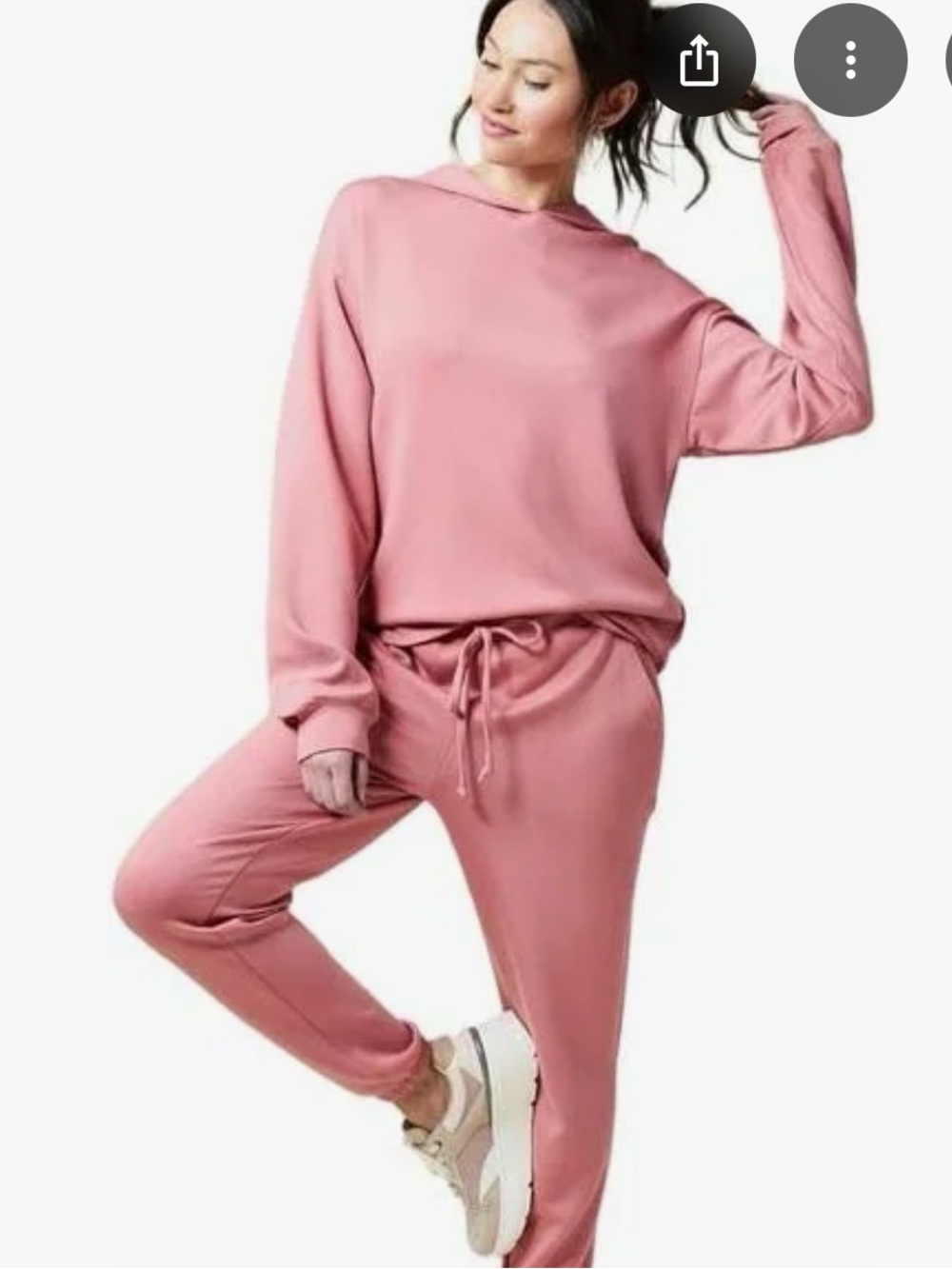 Women’s Relaxed Drawstring Joggers & Top Set - Rose Pink